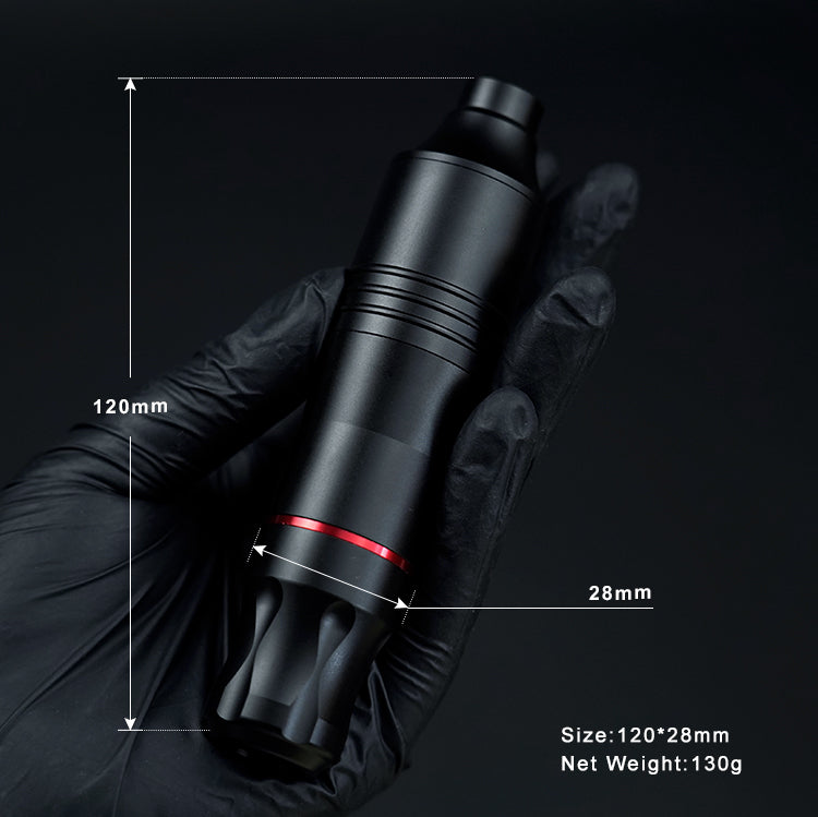 Black Thunderlord Power CTG003 Rotary Tattoo Pen with red ring, size 120x28mm, professional tattoo equipment