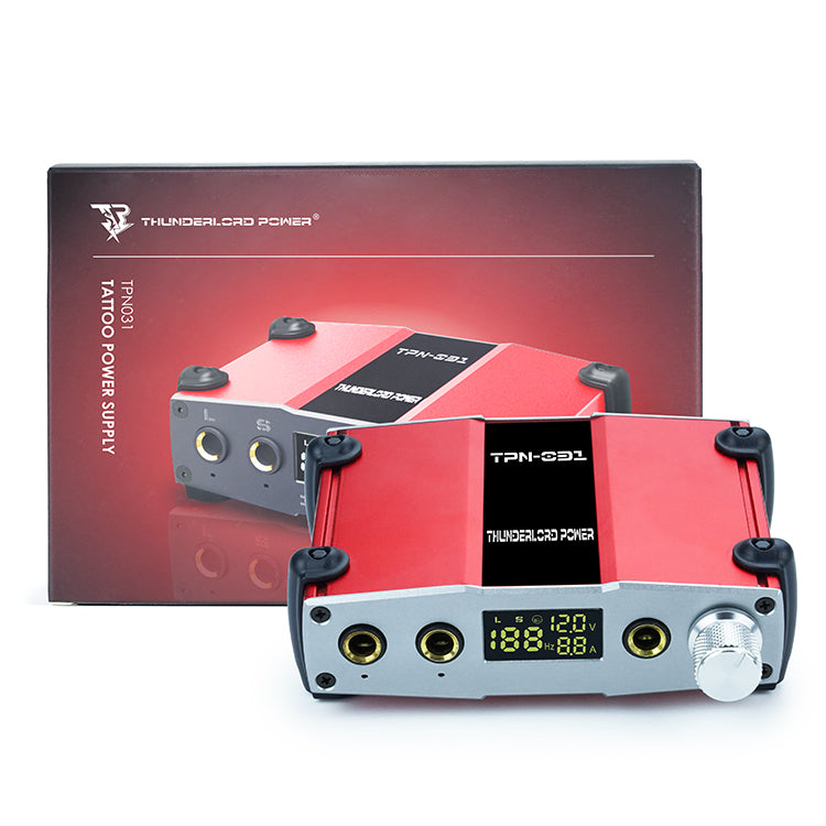 Red Thunderlord Power TPN031 tattoo power supply with digital display, aluminum alloy shell, tattoo machine power supply