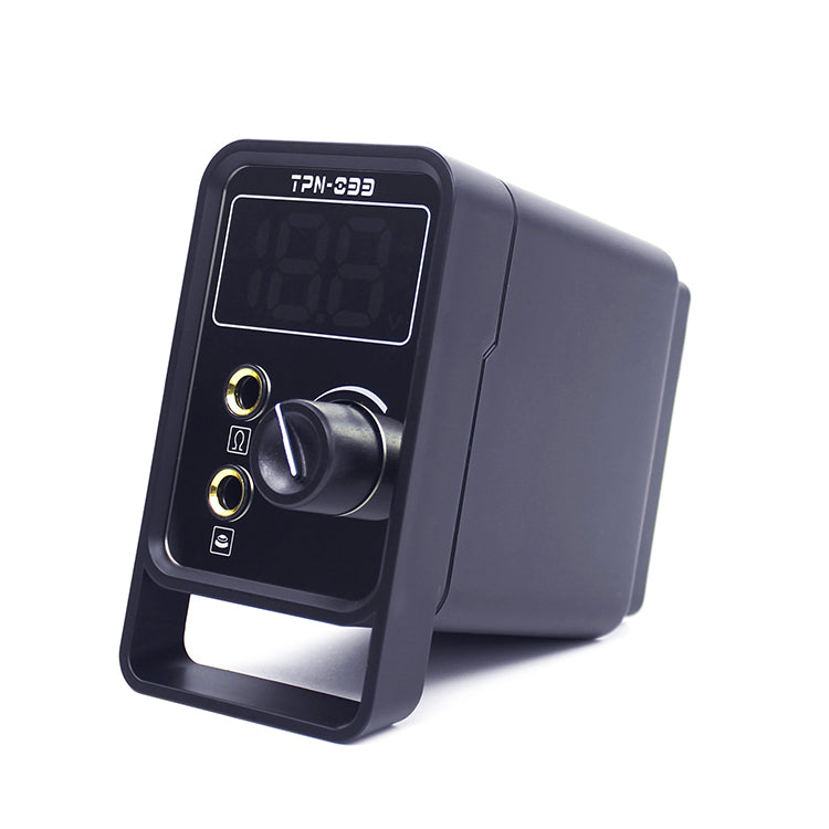 Black Tattoo Power Supply ThunderlordPower TPN-033 with digital display and control knob, tattoo equipment