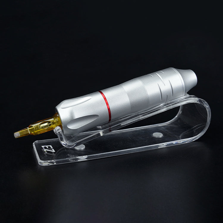 Thunderlord Power CTG010 silver rotary tattoo pen machine with clear stand, professional tattoo equipment