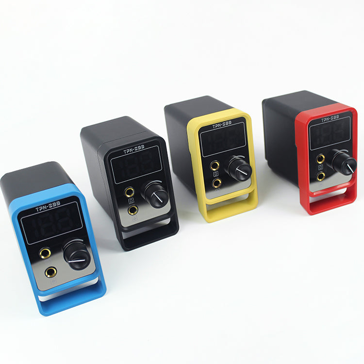 ThunderlordPower TPN-033 tattoo power supply with digital display, various colors. Professional tattoo equipment.