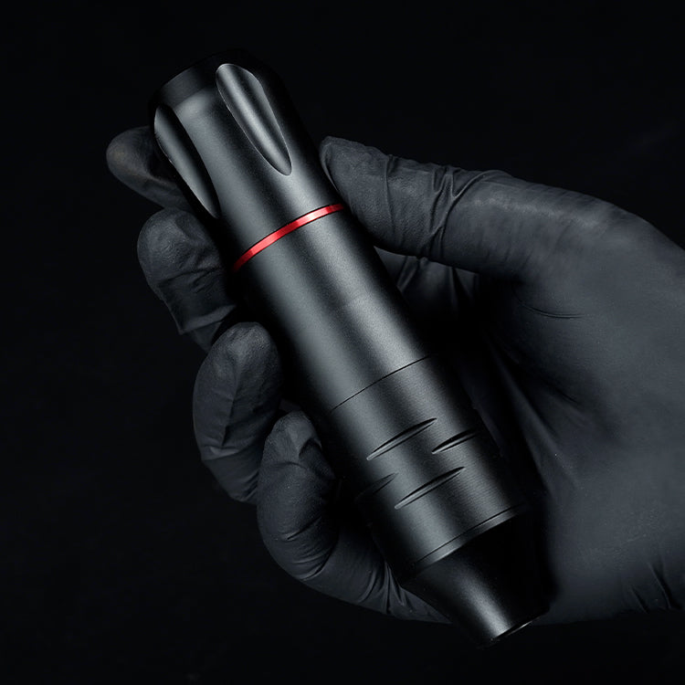 Thunderlord Power CTG010 black rotary tattoo pen, professional tattoo machine with red ring and matte coating.