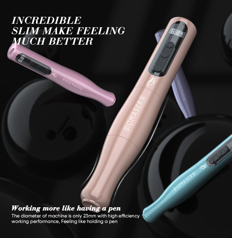 Biomaser P90 PRO Wireless PMU Pen. Slim design for tattoo, wireless, available in multiple colors