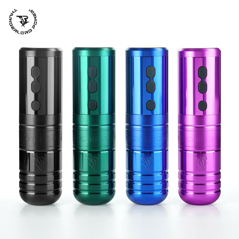 THUNDERLORD POWER U8 Wireless Tattoo Machine Pens in black, green, blue, and purple colors, for professional tattoo artists