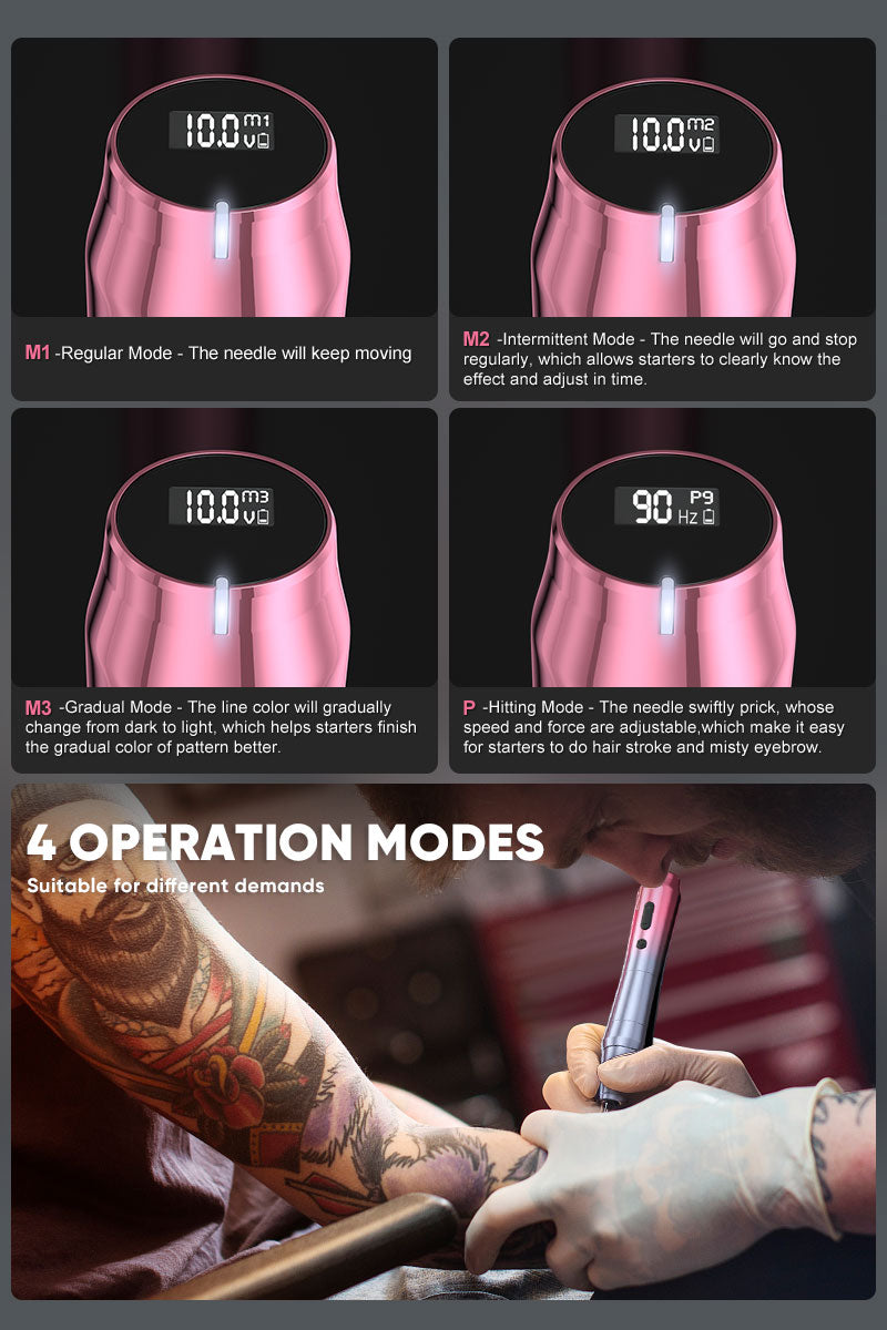 Biomaser TP010 Wireless PMU Machine with 4 operation modes. Wireless PMU machine for brows and lips. Tattoo equipment