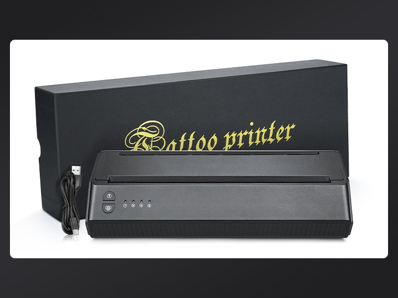 Black tattoo printer with packaging, thermal copier for tattoo stencils, tattoo equipment for artists