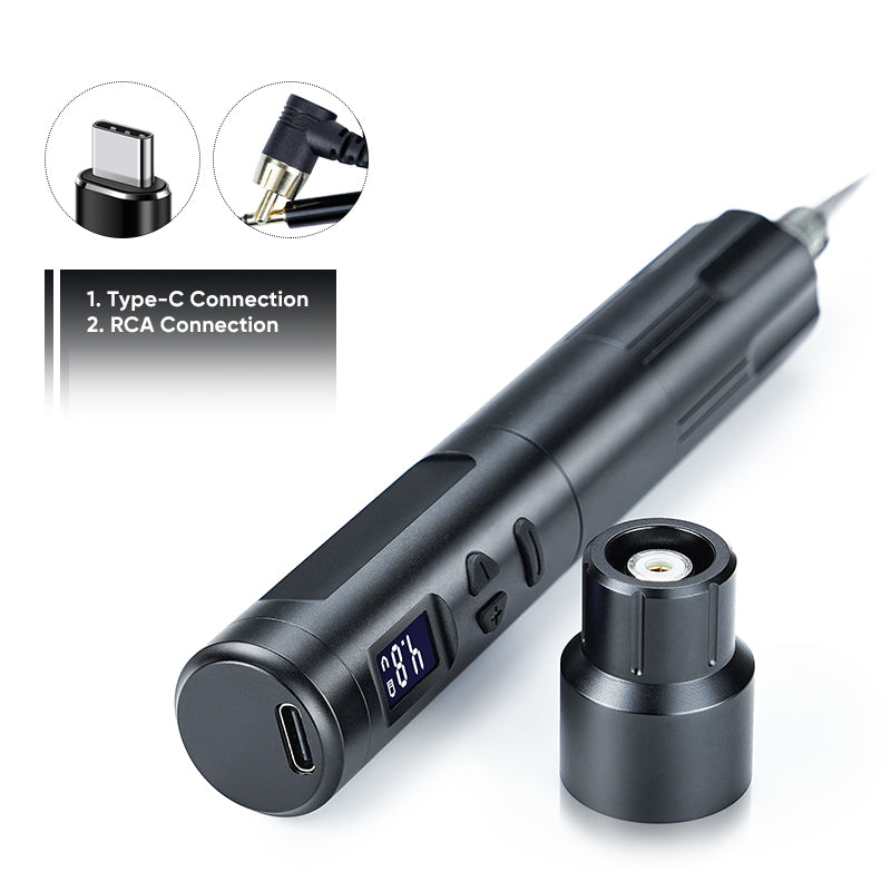 Thunderlord Power K6003 Wireless PMU Machine, black PMU pen with digital display, Type-C & RCA connections.