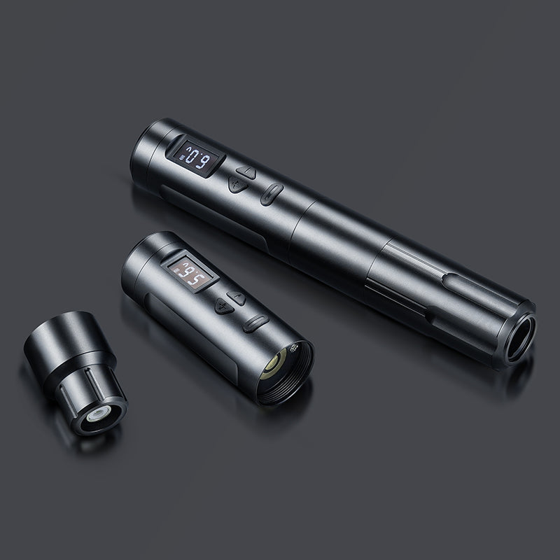 Thunderlord Power K6003 Wireless PMU Machine in black, with digital display showing voltage, tattoo equipment.