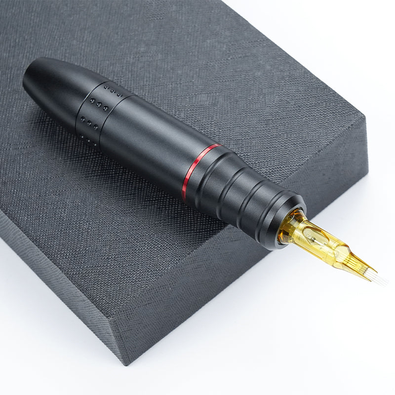 Black Thunderlord Power Tattoo Pen with 3.0mm stroke and cartridge needle. Professional tattoo equipment