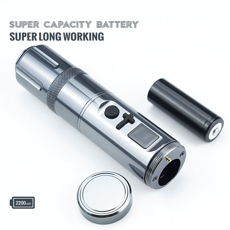 Thunderlord K6022 wireless tattoo pen: metallic gray, with 2200mAh battery, professional tattoo machine.