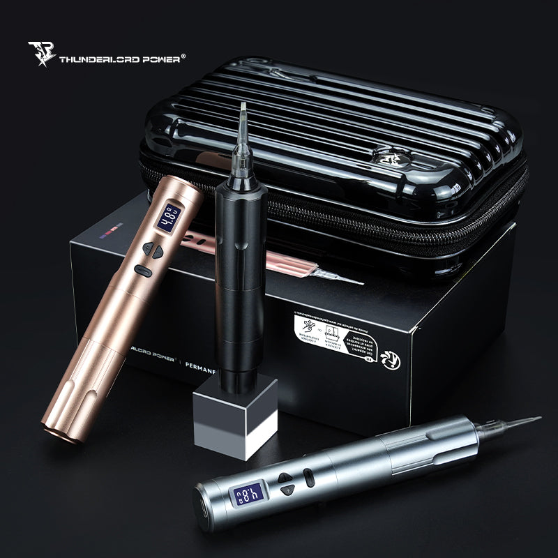 Thunderlord Power K6003 Wireless PMU Machine - Rose Gold, Black, and Silver - Digital Display, Tattoo Equipment