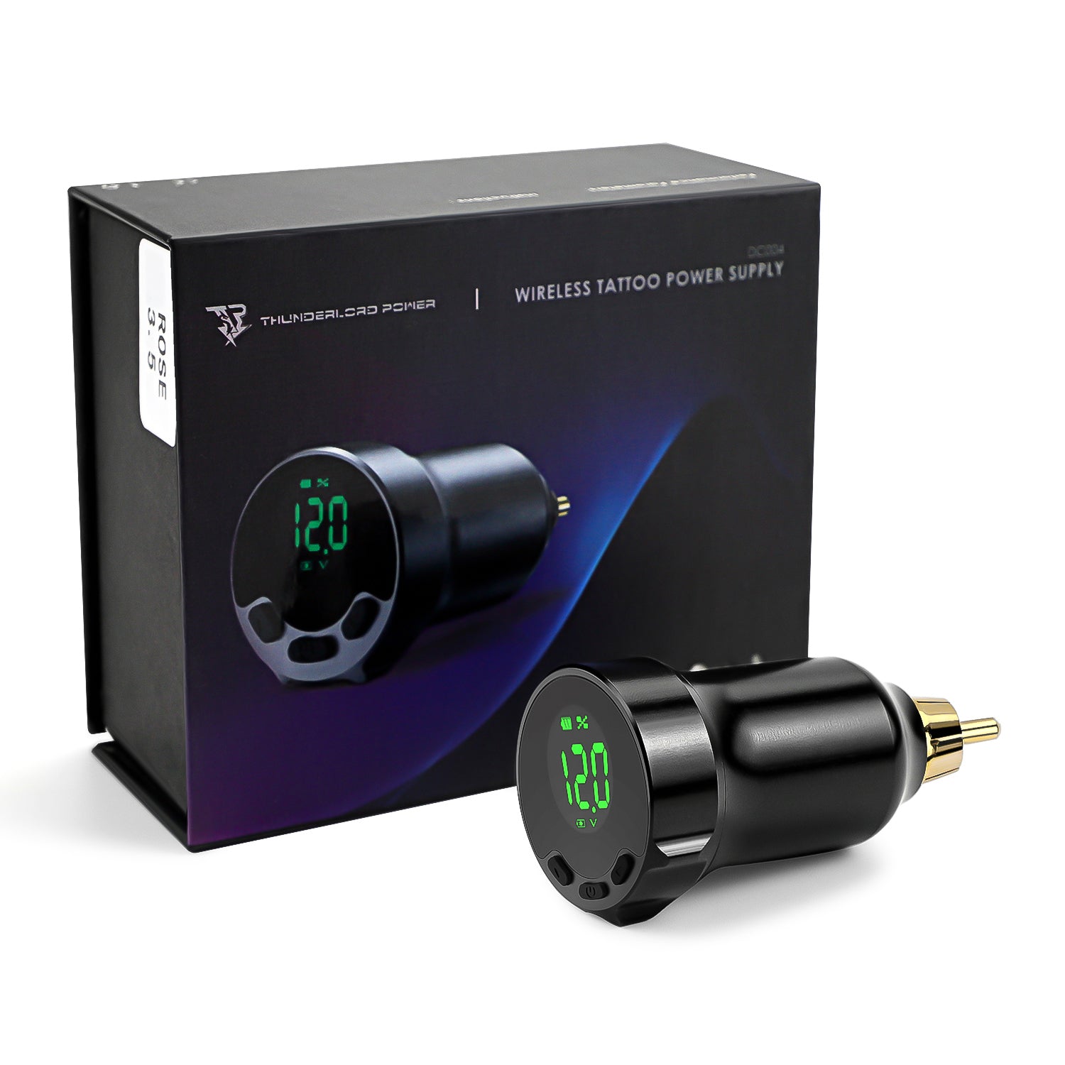 Wireless Tattoo Power Supply, Digital LED Display, Black, RCA Connector for Tattoo Machines, Biomaser tattoo equipment