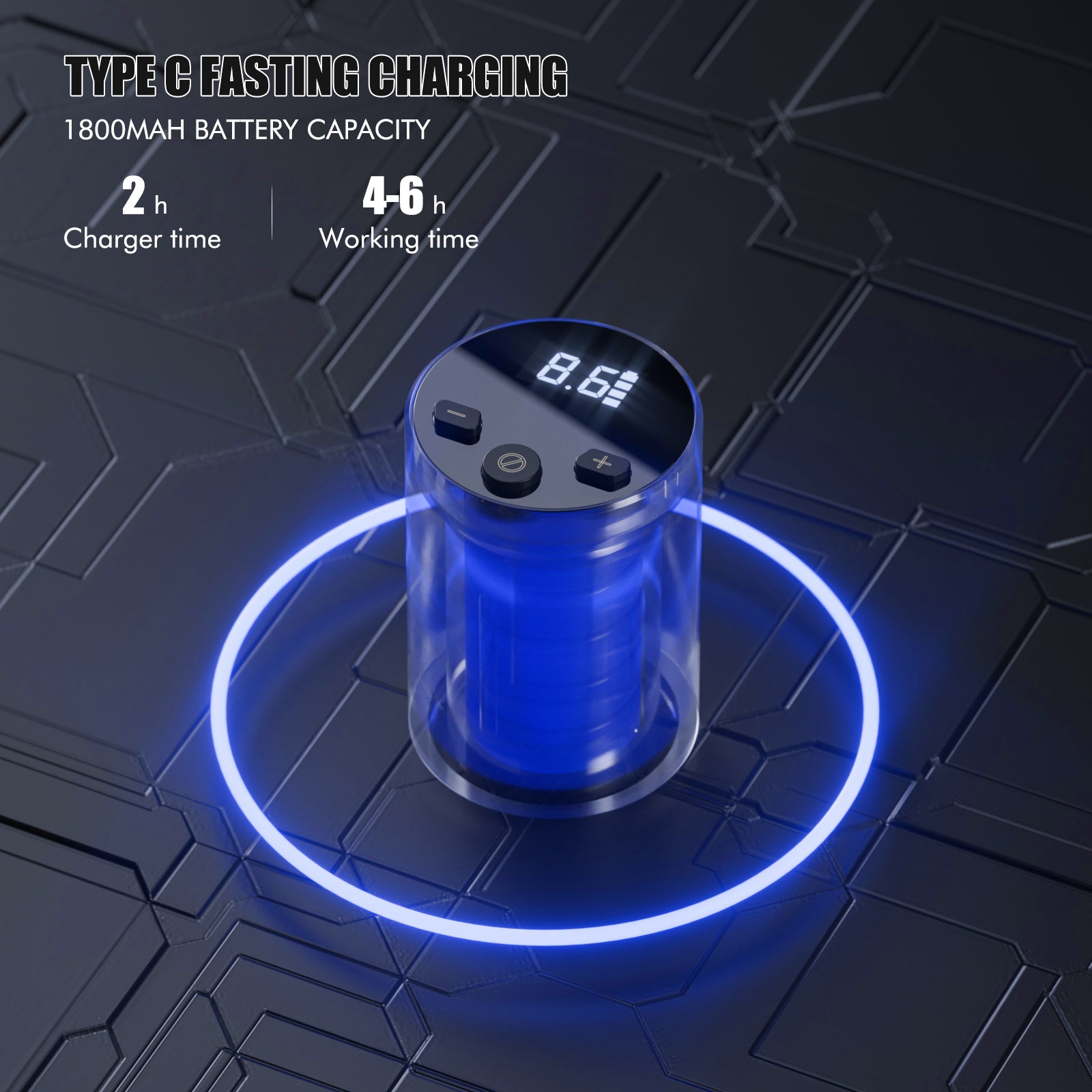 Thunderlord Power wireless tattoo pen with Type-C fast charging: 2h charge time, 4-6h working time, digital display