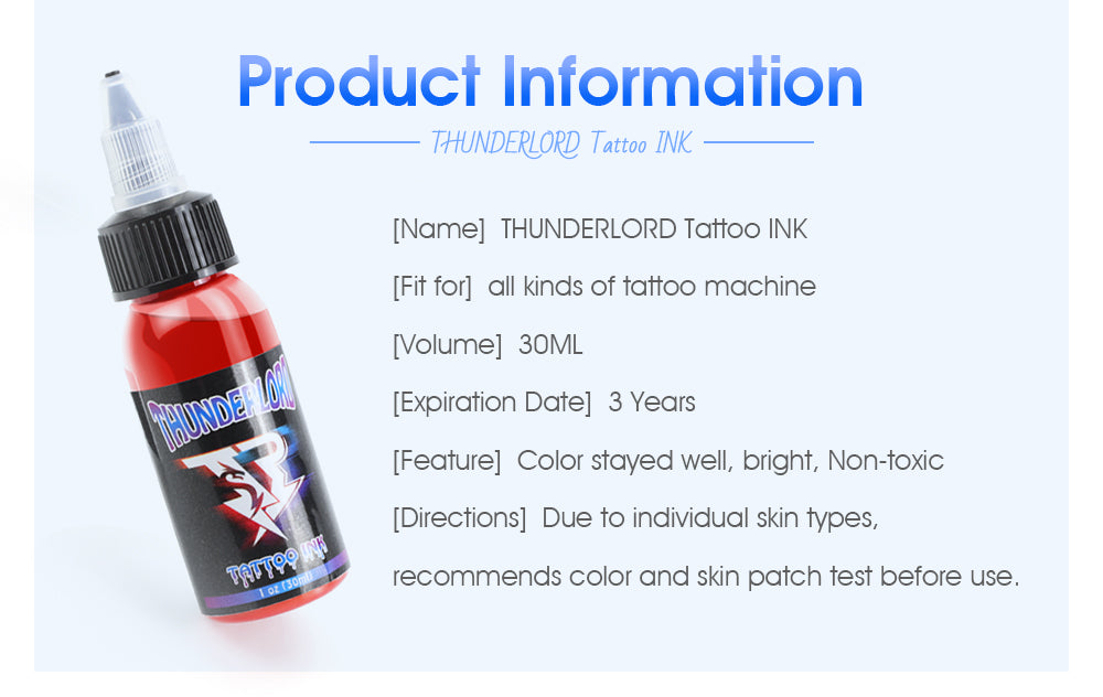 Thunderlord Tattoo Ink bottle, professional tattoo ink for tattoo machines, 30ml, long-lasting color