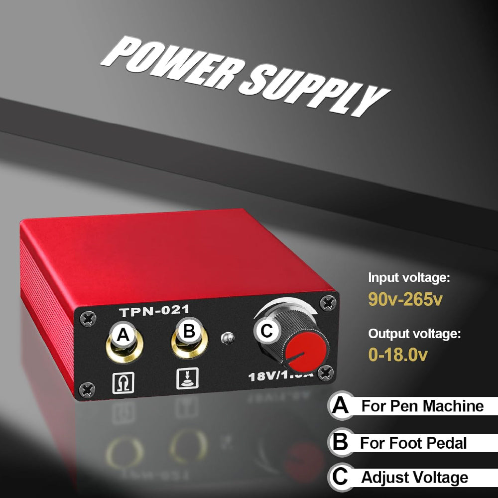 TPN-021 Power Supply for Tattoo Equipment with Adjustable Voltage - Professional Tattoo Supply