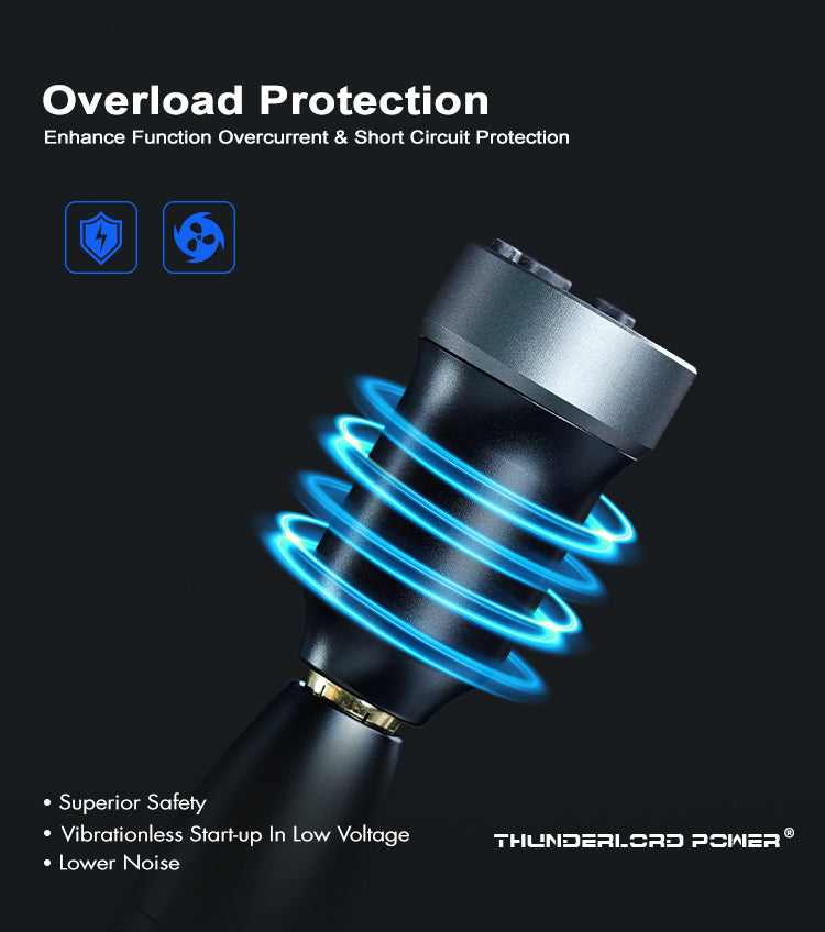 Digital wireless tattoo power supply with overload protection and superior safety features for professional tattoo equipment