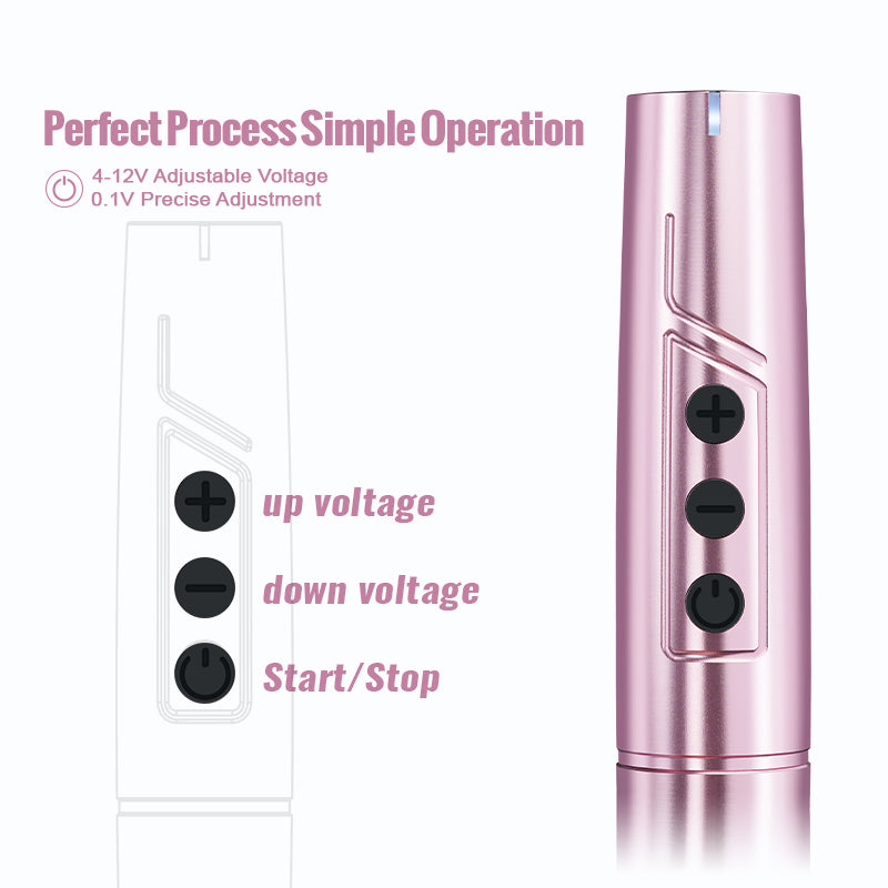 Biomaser TP006 wireless PMU machine with voltage controls, perfect for professional tattoo artists, adjustable voltage
