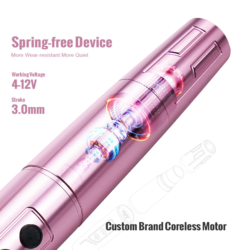 Biomaser TP006 Wireless PMU Machine - Dual Battery, Swiss Motor, Silent & Lightweight for Eyebrows & Lips