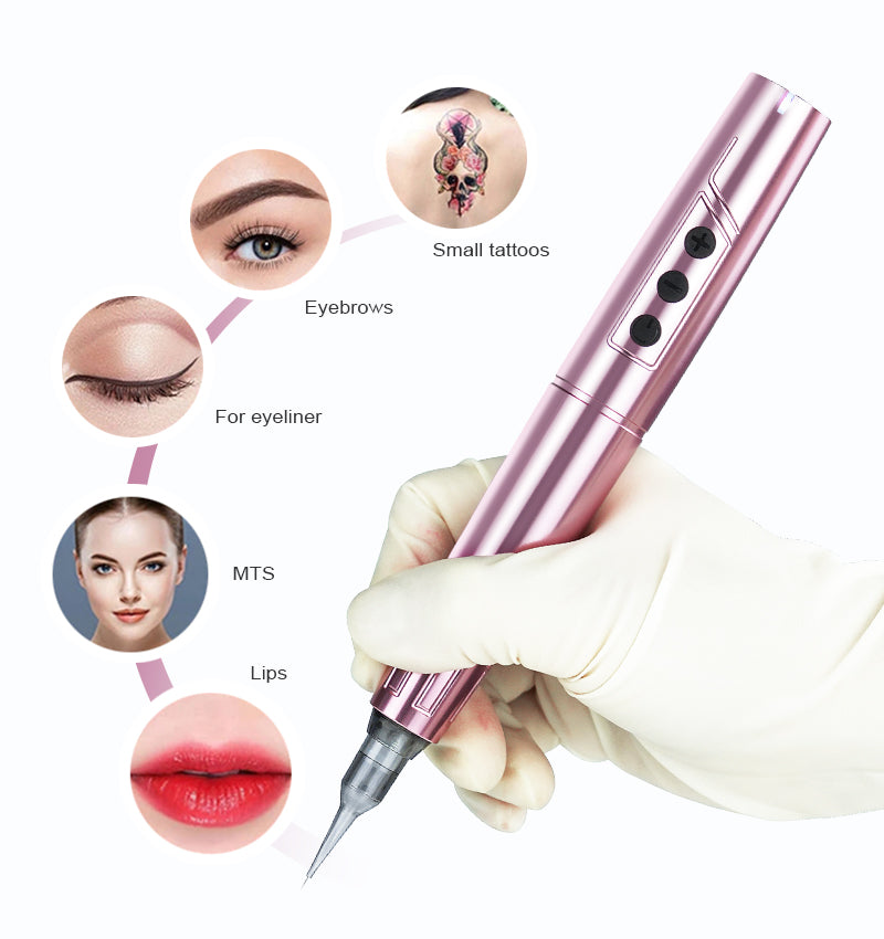 Biomaser TP006 Wireless PMU Machine - Dual Battery, Swiss Motor, Silent & Lightweight for Eyebrows & Lips