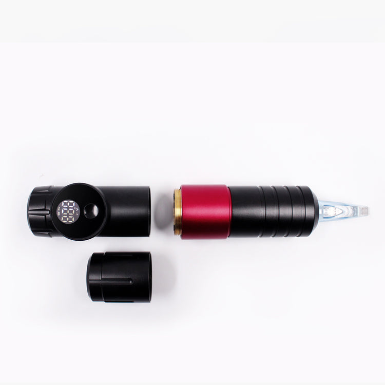 Thunderlord Power K6005 wireless tattoo pen kit components, black and red design, digital display. Tattoo equipment