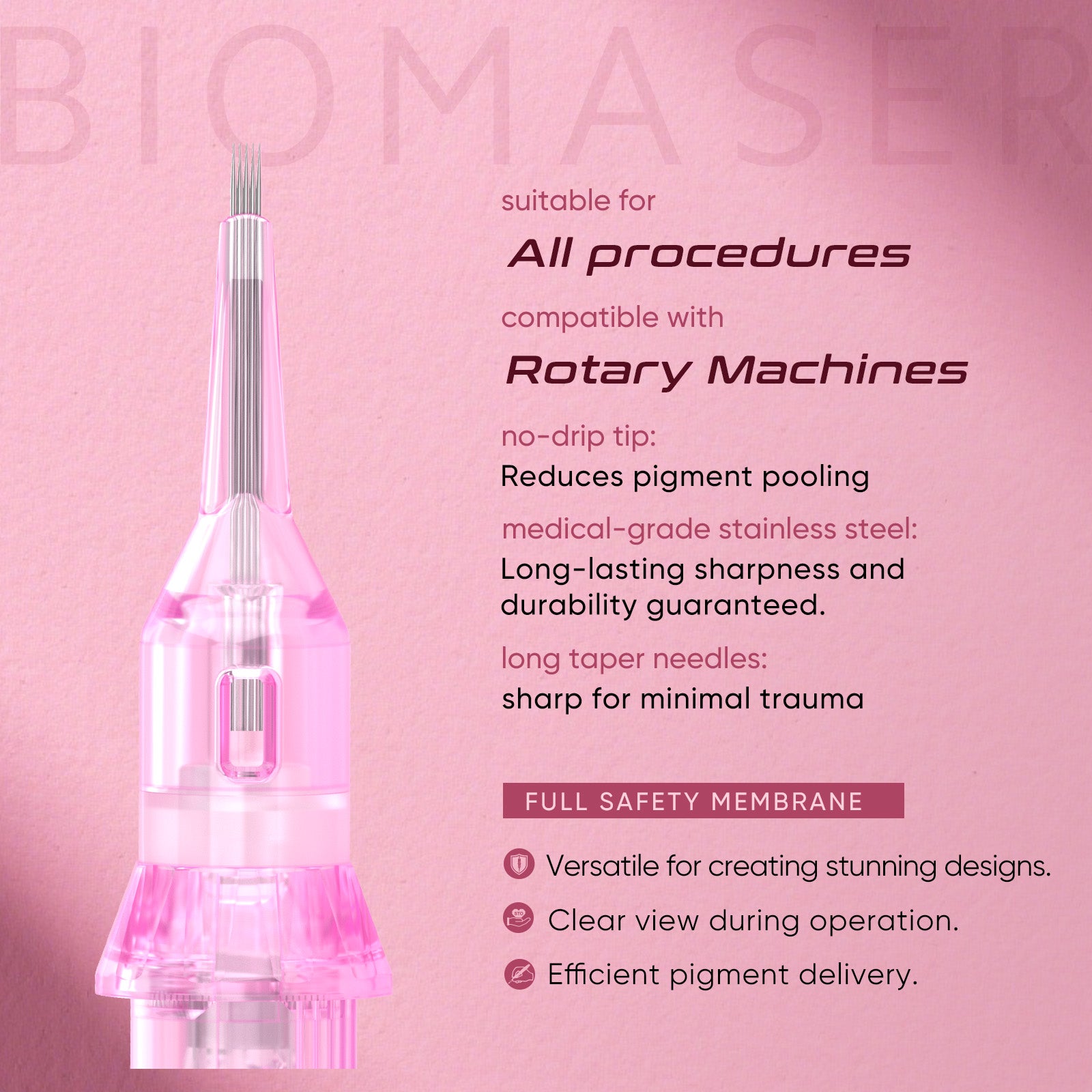 F FLAT Biomaser Pinky Pro Tattoo Permanent Makeup Needle Cartridges for standard tattoo pen machine