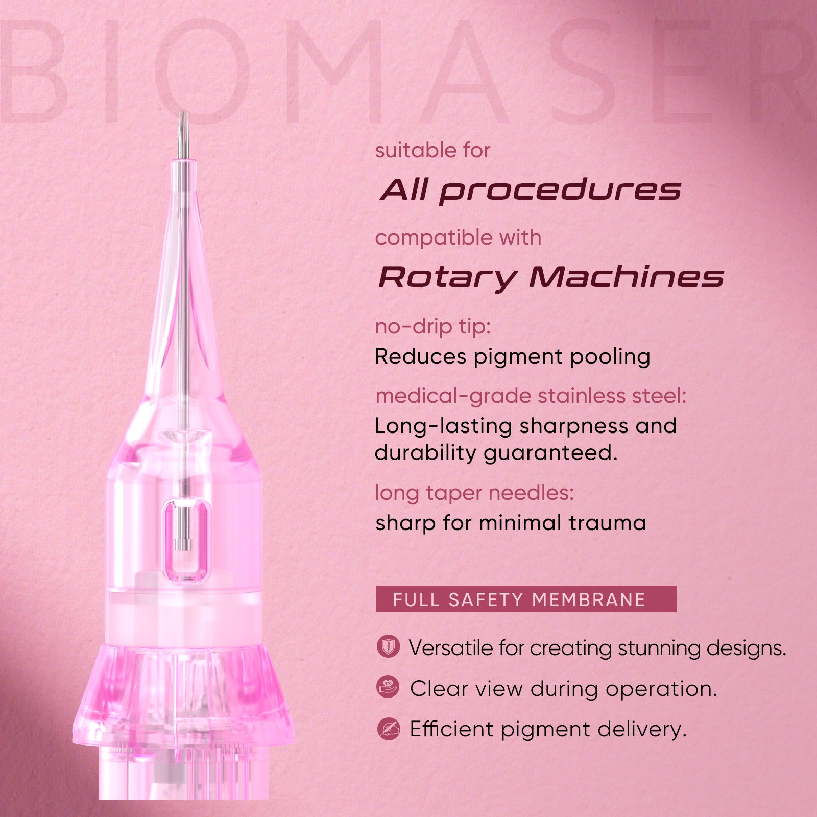 Biomaser Pinky Pro RL Round Liner Needle Cartridges Tattoo Permanent Makeup for PMU Pen Machine
