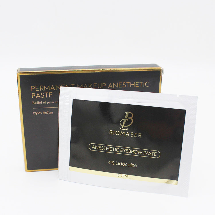 Biomaser Permanent Makeup Anesthetic Paste, 4% Lidocaine for eyebrow tattoo procedures, pain relief supplies