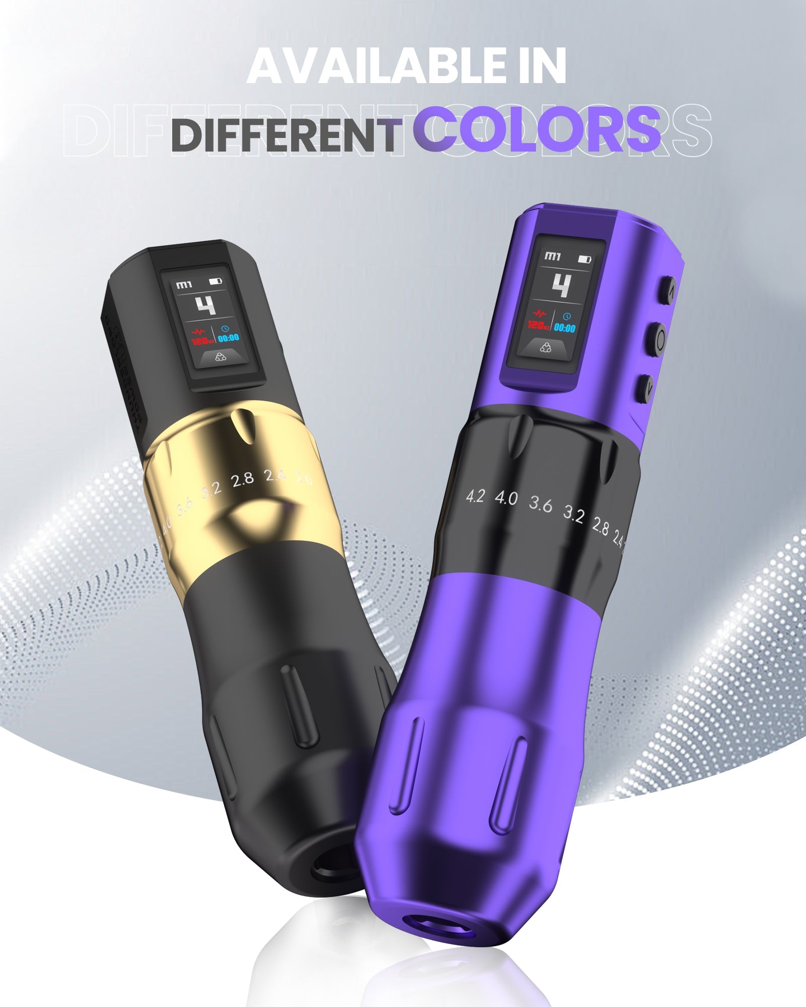 THUNDERLORD U9 tattoo machine, multiple colors: gold and black, purple. Professional tattoo equipment.