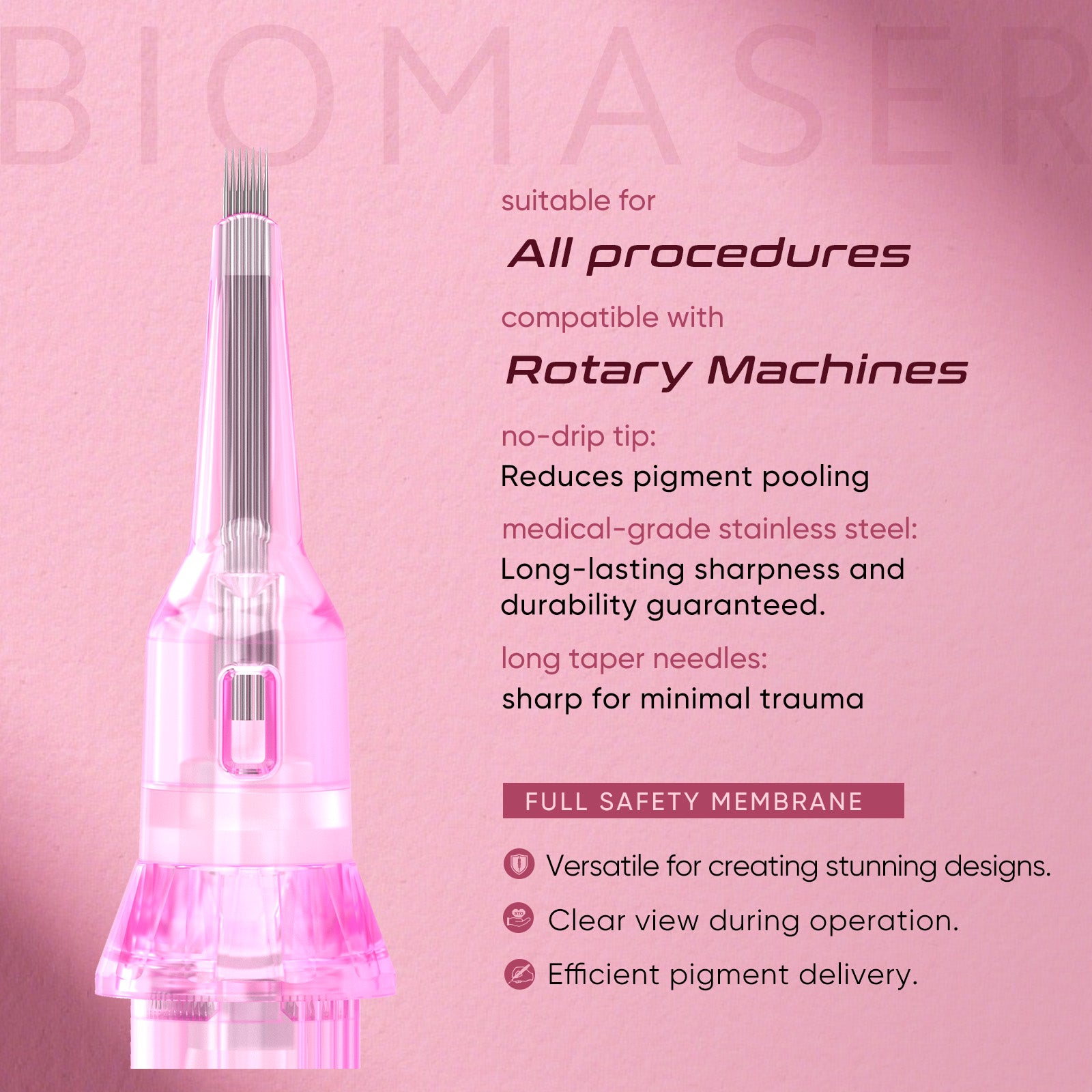 F FLAT Biomaser Pinky Pro Tattoo Permanent Makeup Needle Cartridges for standard tattoo pen machine