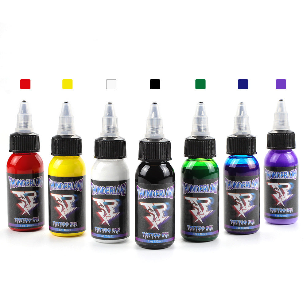 Thunderlordpower Tattoo Ink set, includes various colors of professional tattoo ink, 1 oz bottles for tattoo artists