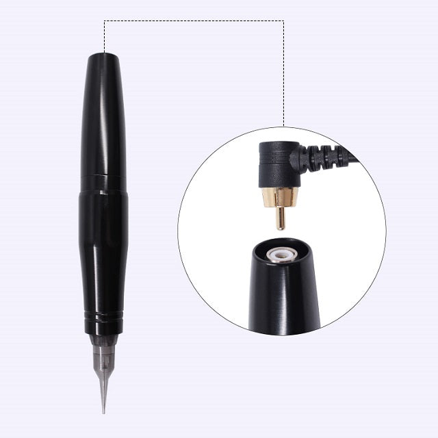 CTGE005 Mini Rotary Pen Tattoo Machine in Black. Coreless motor, professional tattoo equipment for eyebrow tattoos.