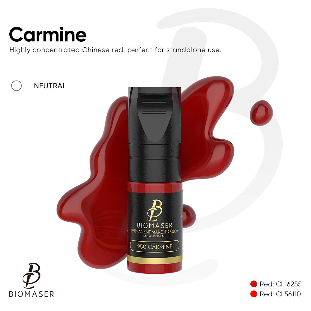 Biomaser 950 Carmine lip pigment ink for permanent makeup, highly concentrated Chinese red color for lip micropigmentation