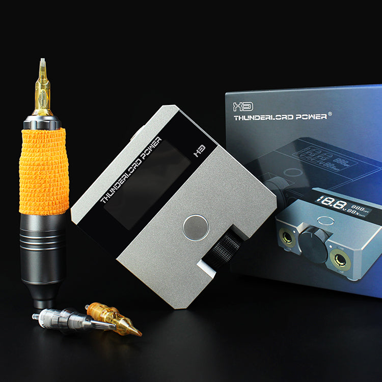 Thunderlord Power X3 digital tattoo power supply with tattoo machine and supplies, professional tattoo equipment