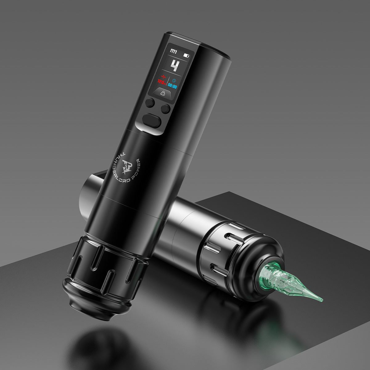 Thunderlord Power CTG5007 black wireless tattoo pen with digital display and 4.0mm stroke, professional tattoo equipment