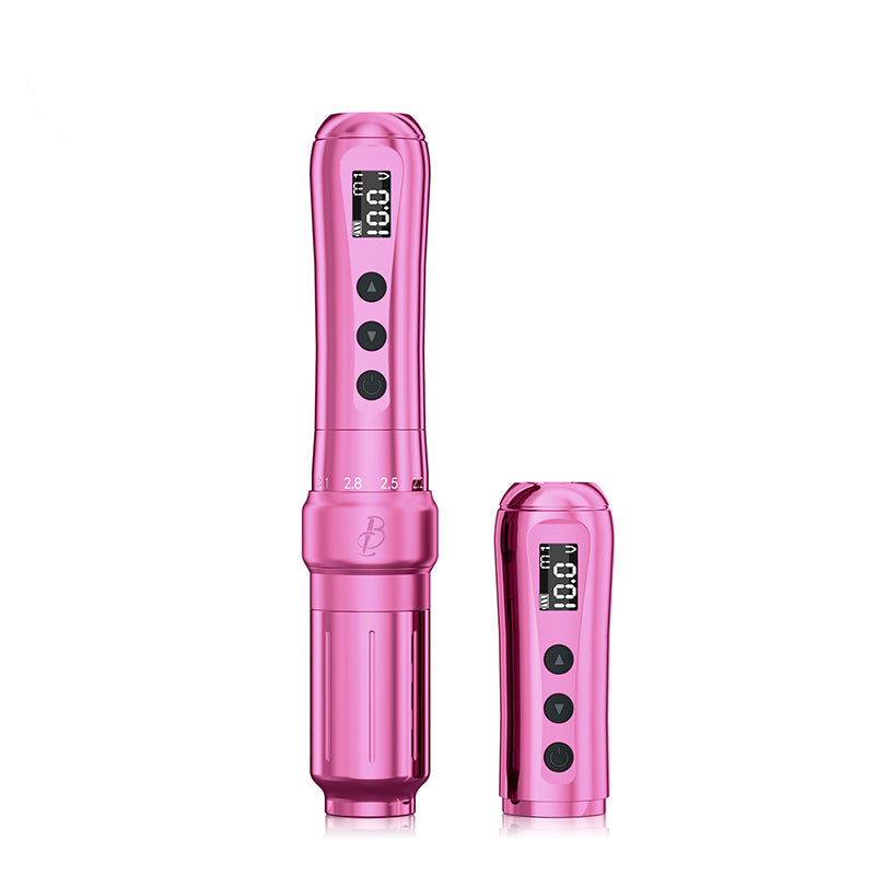 Pink Biomaser U1 Wireless PMU Tattoo Machine, digital display, professional tattoo equipment, adjustable stroke length