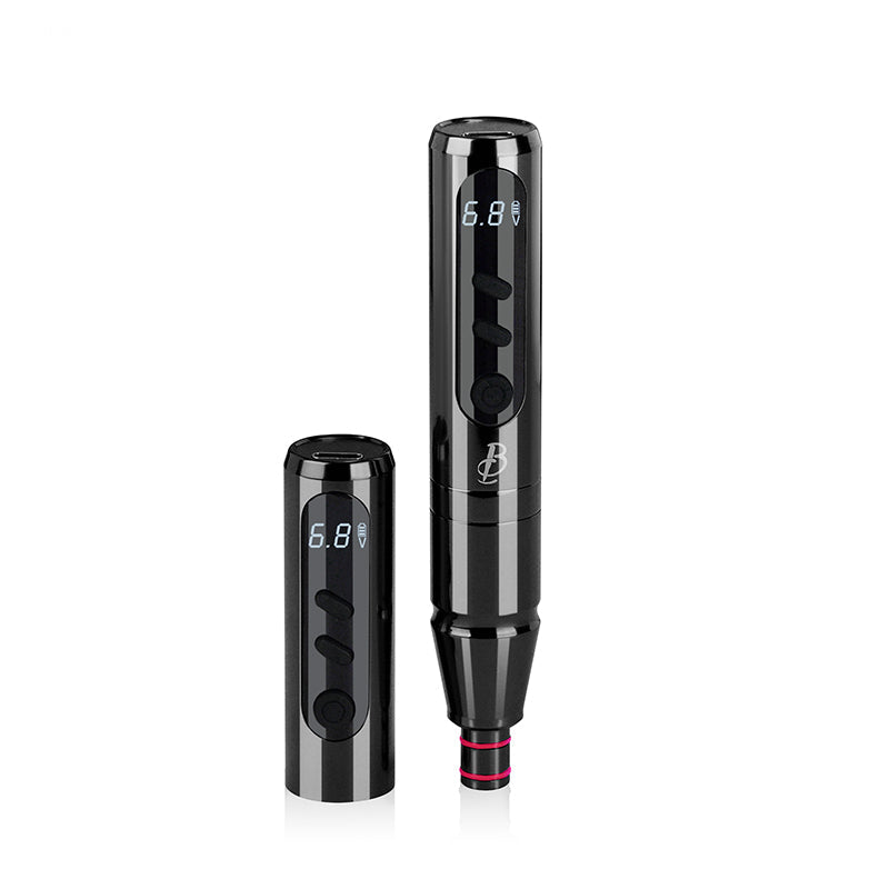 Black Biomaser P3 wireless PMU machine with digital display showing 6.8V, PMU equipment for professional use.