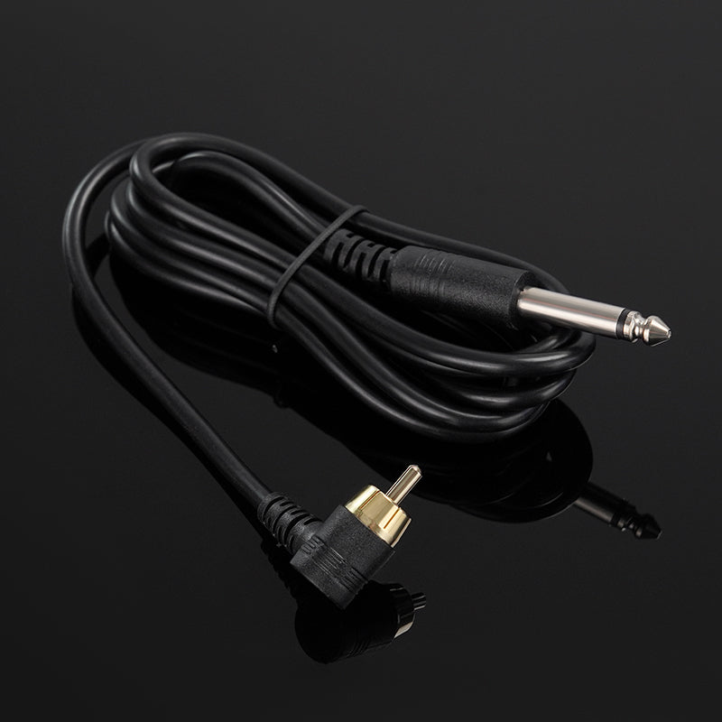 Thunderlord Power Tattoo Clip Cord with 6.35mm and RCA connectors. Durable and flexible tattoo machine cord.