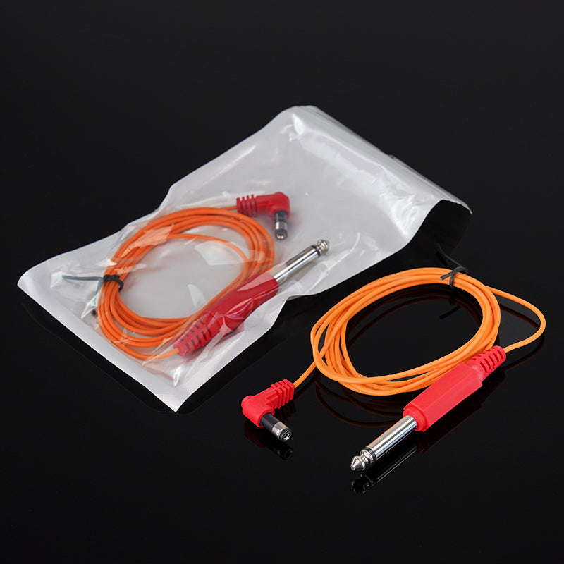 Thunderlord Power Tattoo Clip Cord, 1.8m Soft Cord, orange cable with red connectors, tattoo machine accessory