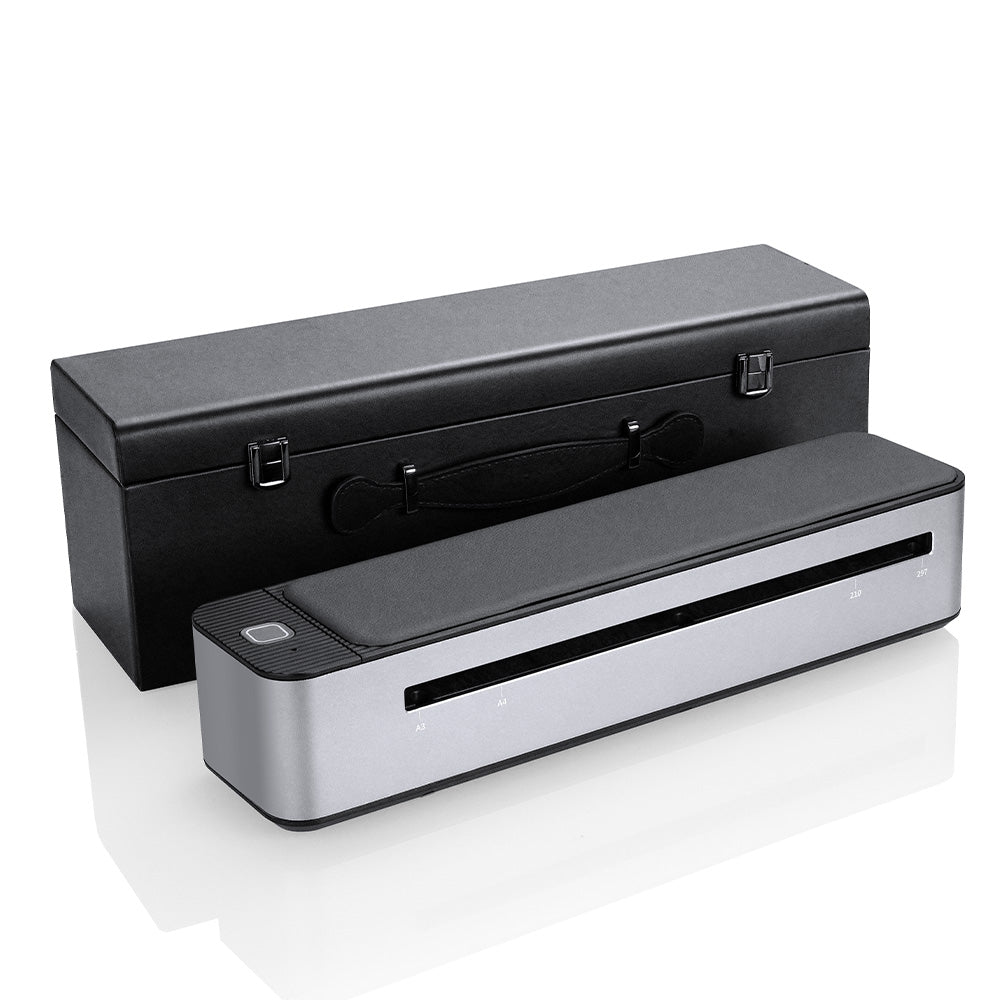 Thunderlord A3 tattoo transfer machine in silver with carrying case, professional tattoo equipment for A3/A4 paper.