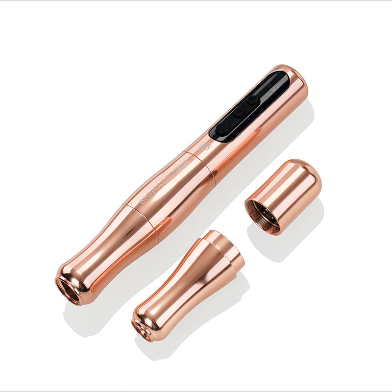 Rose gold Biomaser P90 PRO wireless PMU pen, disassembled, professional tattoo equipment
