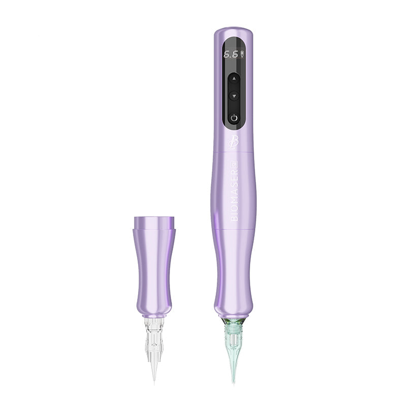 Biomaser P90 PRO Wireless PMU Pen in Lilac, digital display, professional tattoo machine for permanent makeup