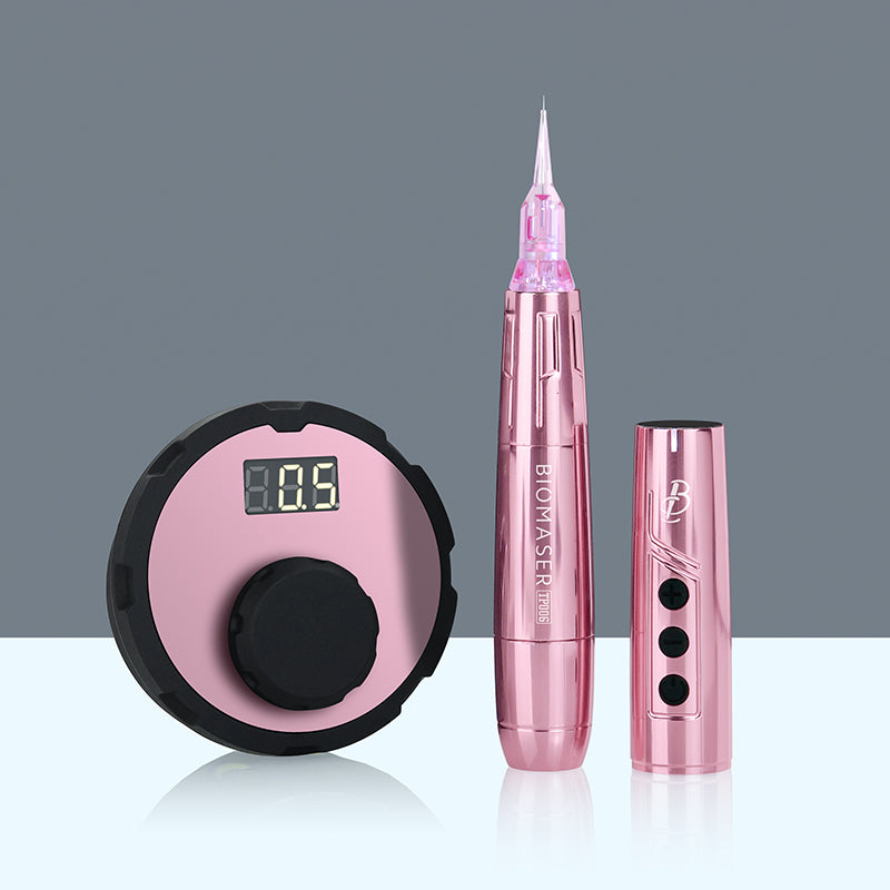 BIOMASER JOG626 pink PMU machine kit, professional eyebrow embroidery tool, 0.5V start-up, precision tattoo machine