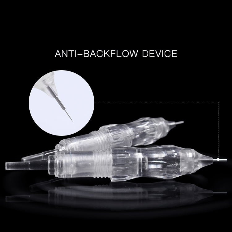 BMX 1R SSTIP tattoo cartridge with anti-backflow device. Clear housing, stainless steel needles. Tattoo equipment