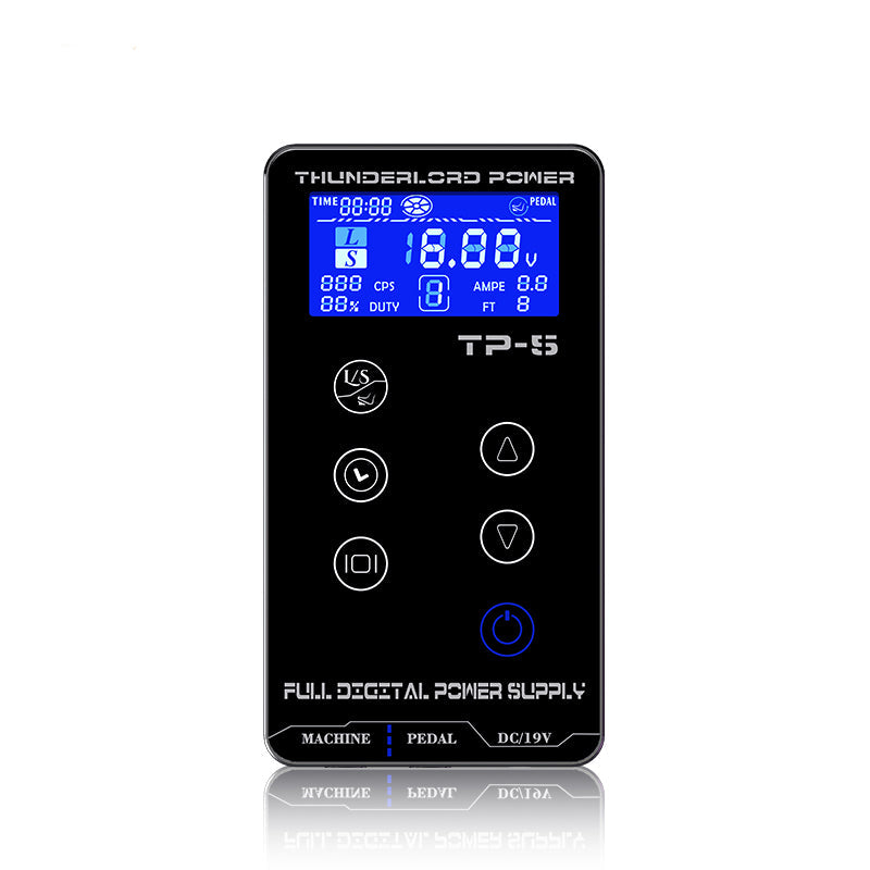 TP-5 digital tattoo machine power supply, featuring digital display for professional tattoo equipment.