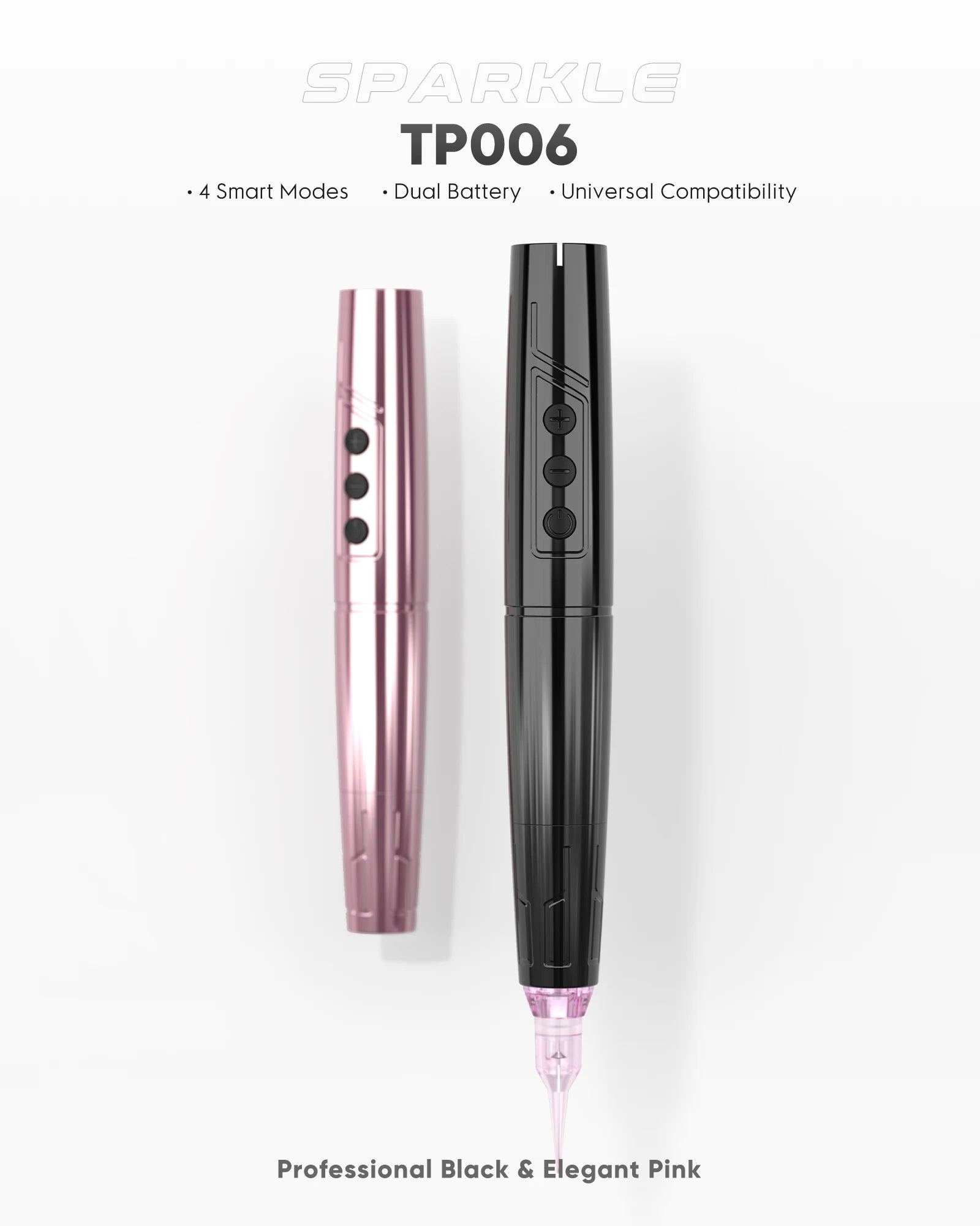 Biomaser TP006 Wireless PMU Machine in black. Digital display showing 10.0, professional tattoo equipment.