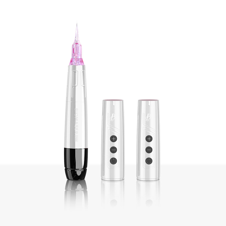 Biomaser TP006 Wireless PMU Machine - White, Dual Battery Heads, Professional Tattoo Equipment, permanent makeup