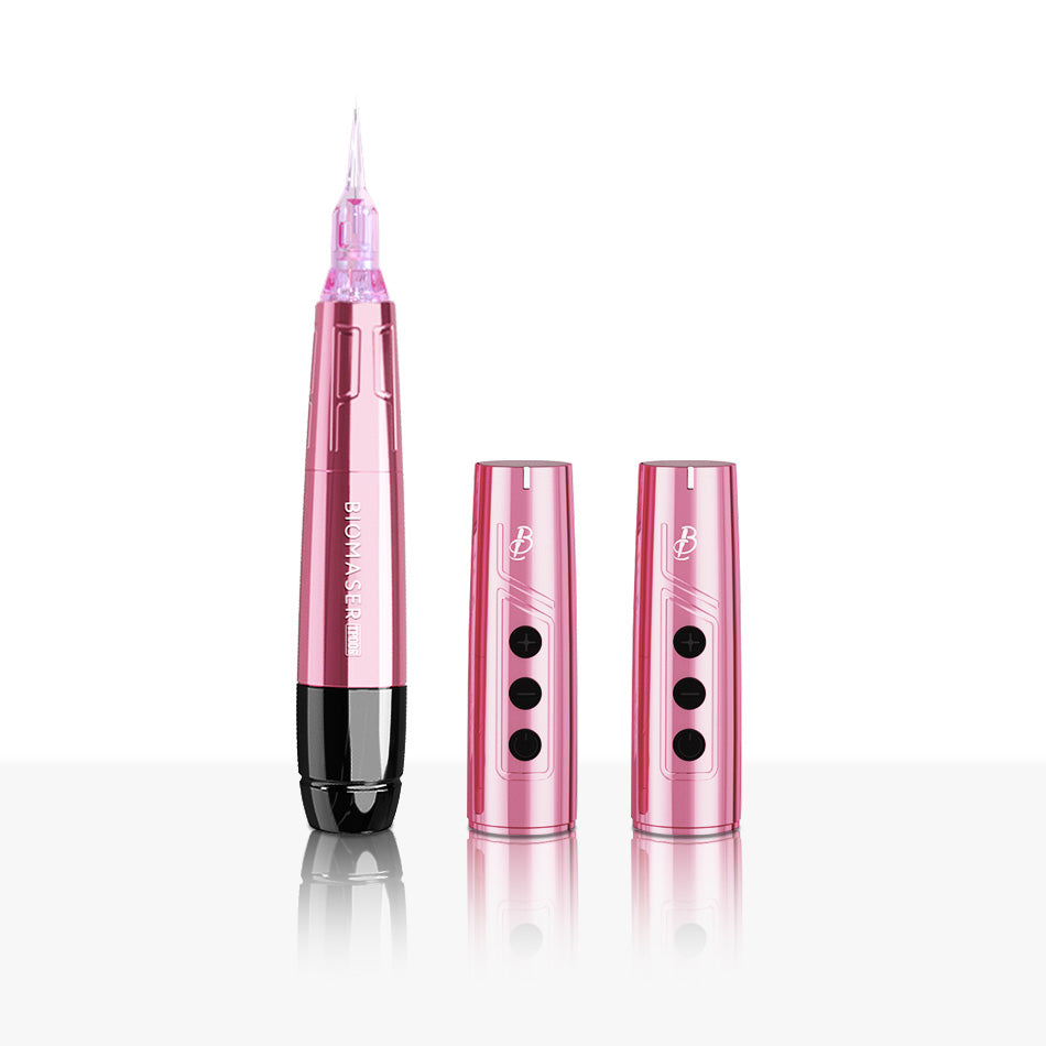 Pink Biomaser TP006 Wireless PMU Machine, Dual Battery Heads, Professional Tattoo Equipment for Eyebrows and Lips