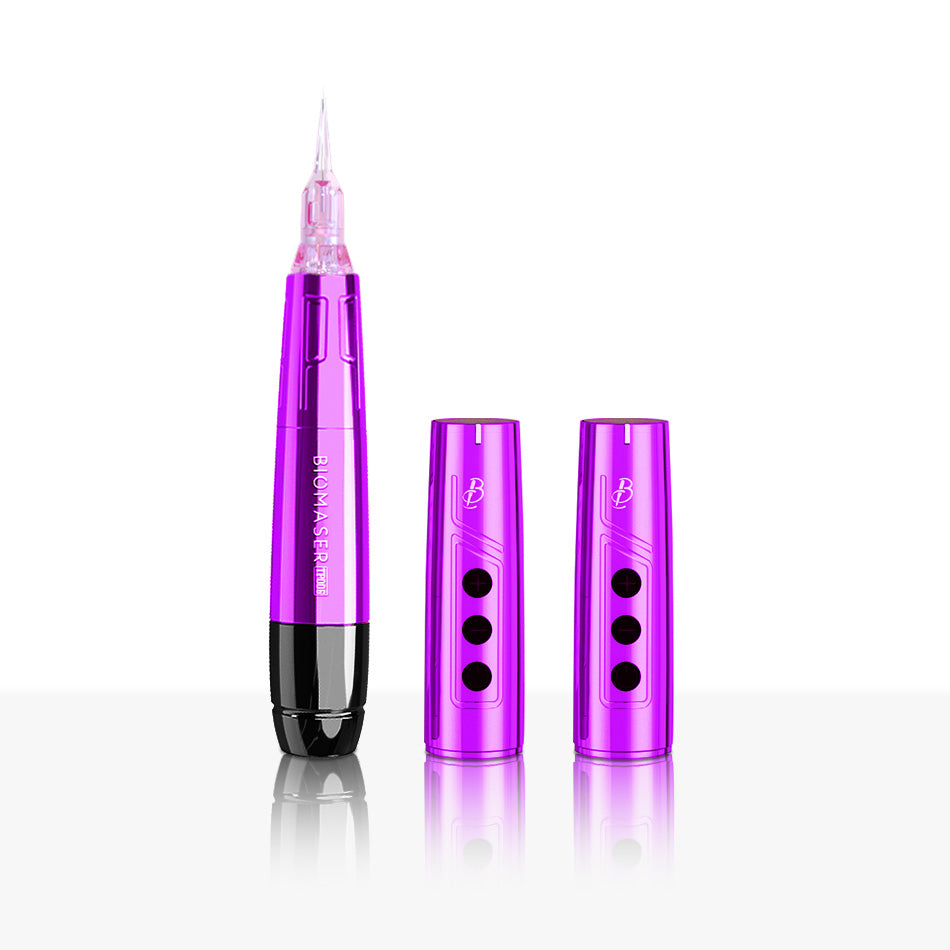 Biomaser TP006 Wireless PMU Machine in Purple with Dual Battery Heads, professional tattoo equipment for eyebrows and lips