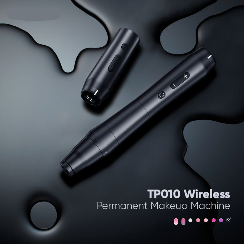 Biomaser TP010 Wireless PMU Machine in black. Professional tattoo machine for brows and lips, with battery head.
