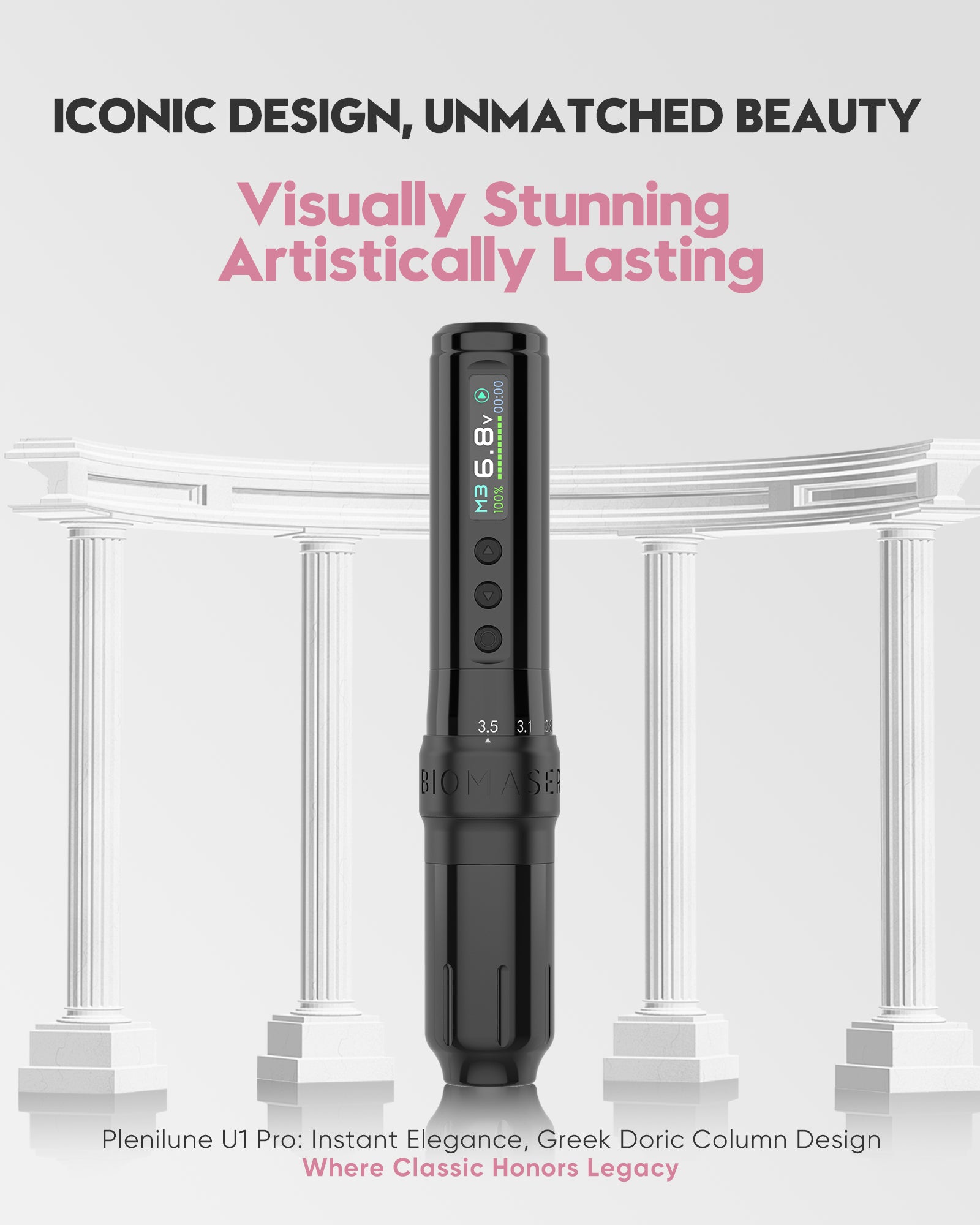 Biomaser Plenilune U1 Pro Wireless Tattoo & PMU Machine With Adjustable Stroke